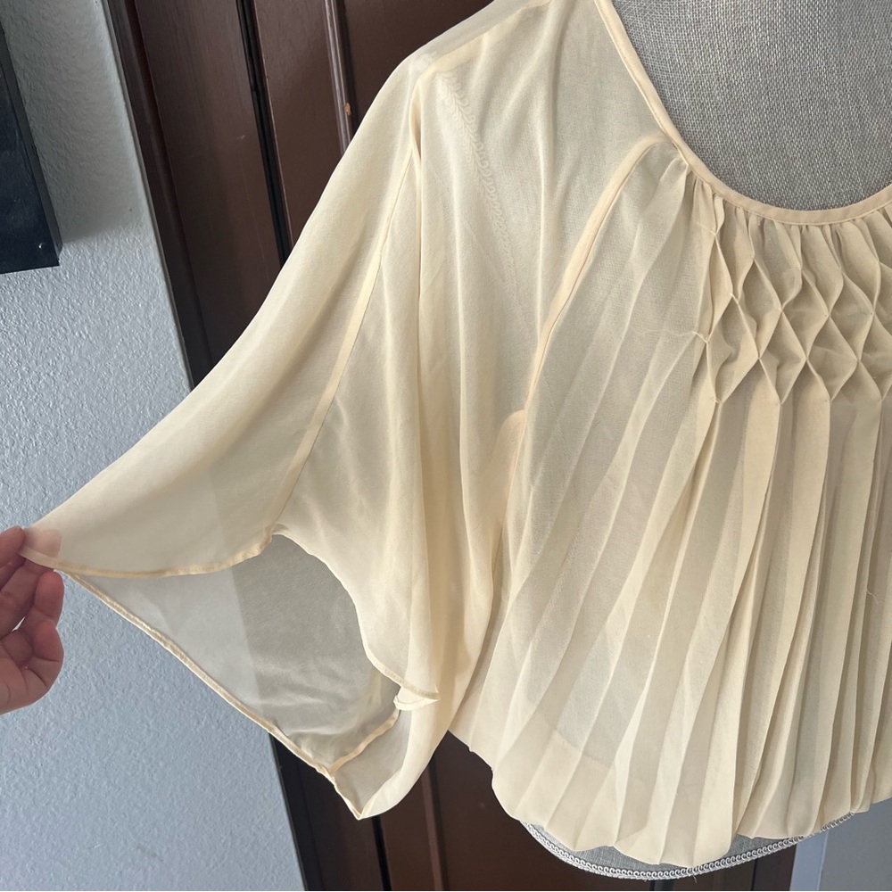 Meadow Rue Pleated Sheer Flyaway Blouse - Picture 5 of 12